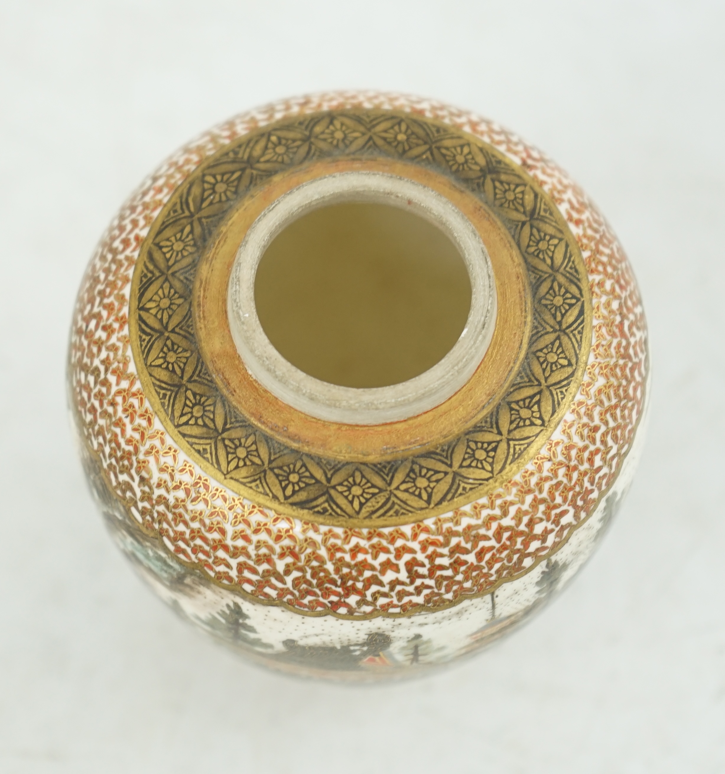 A Japanese Satsuma ovoid jar and cover, by Kinkozan, Meiji period